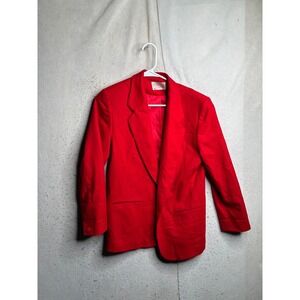 Petite Pendleton Red Virgin Wool Blazer Jacket Size 10 Made in USA P433-158